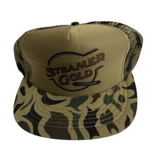 Vintage Steamer Gold Landing Camouflage Trucker Snapback Hat Cap